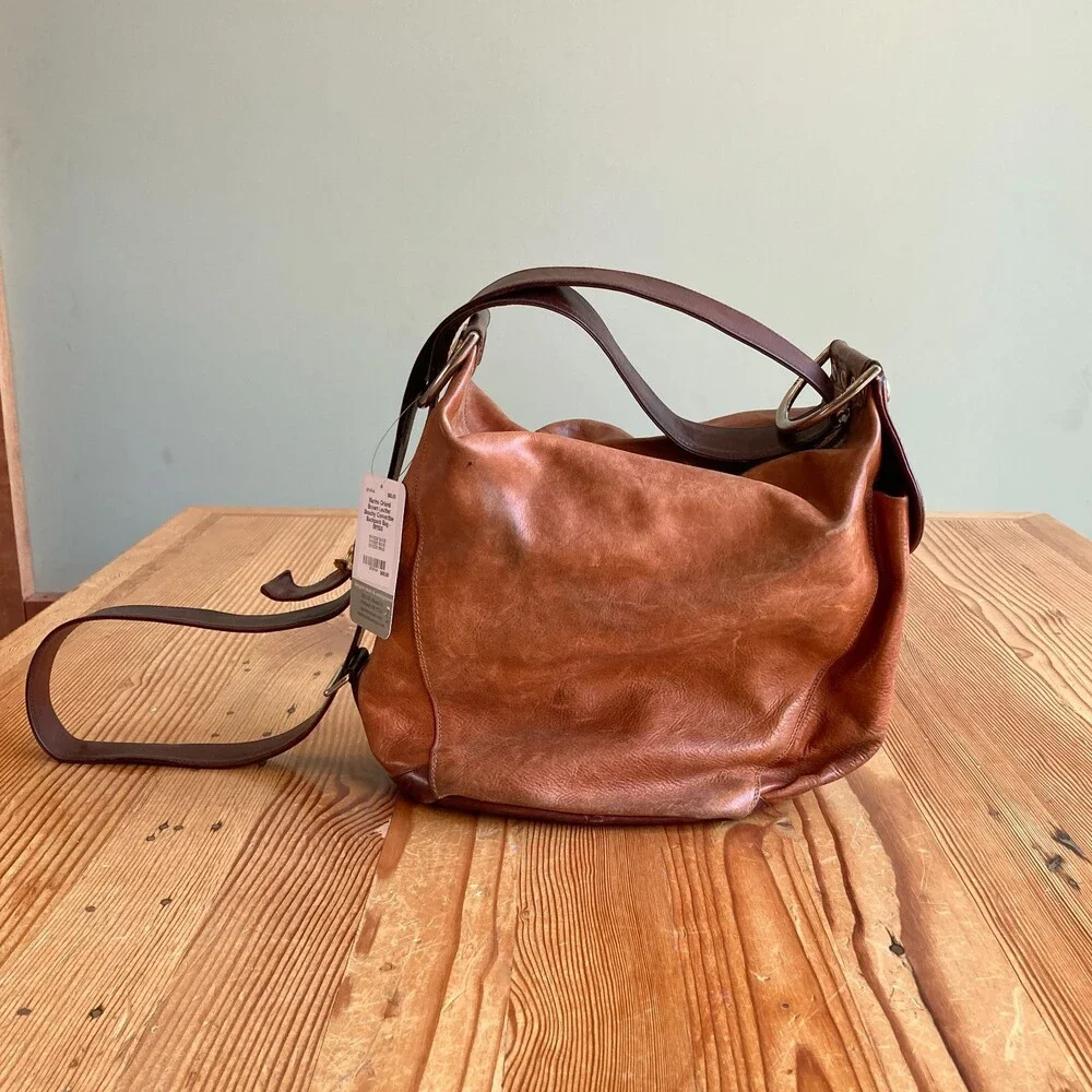 Marino Orlandi Brown Leather Slouchy Convertible Backpack Bag - 0811SS